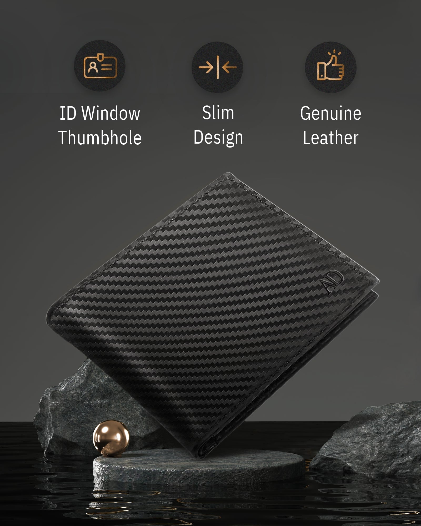 Genuine Leather Bifold Wallet – Flip-Up ID Window, RFID Blocking