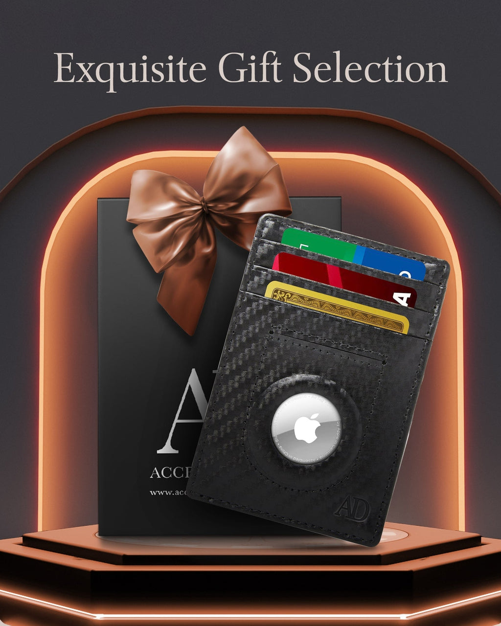 Leather AirTag Card Holder – Slim Wallet with Hidden Tracker Pocket