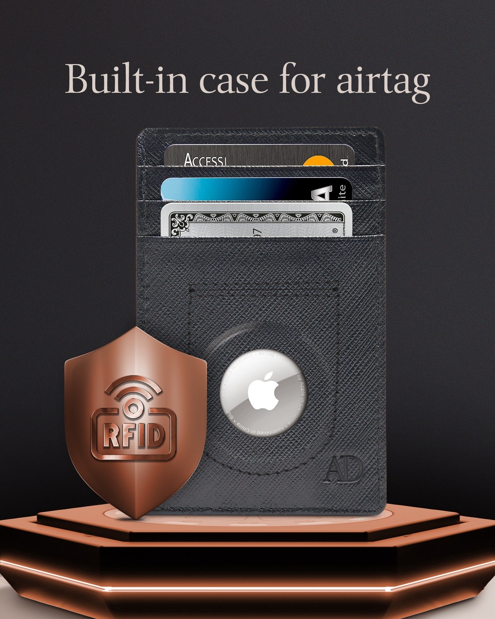 Leather AirTag Card Holder – Slim Wallet with Hidden Tracker Pocket