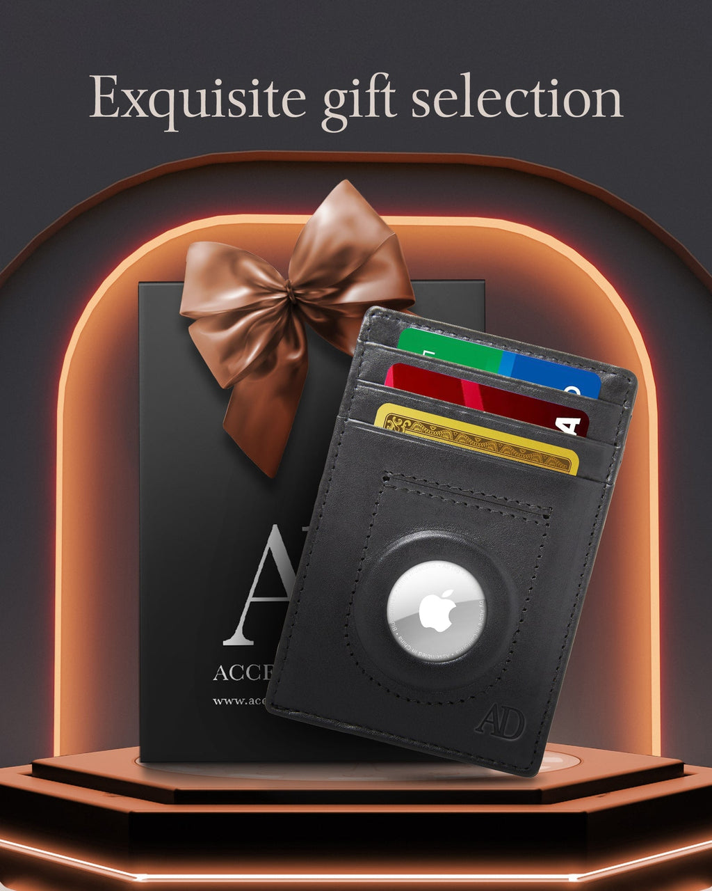 Leather AirTag Card Holder – Slim Wallet with Hidden Tracker Pocket
