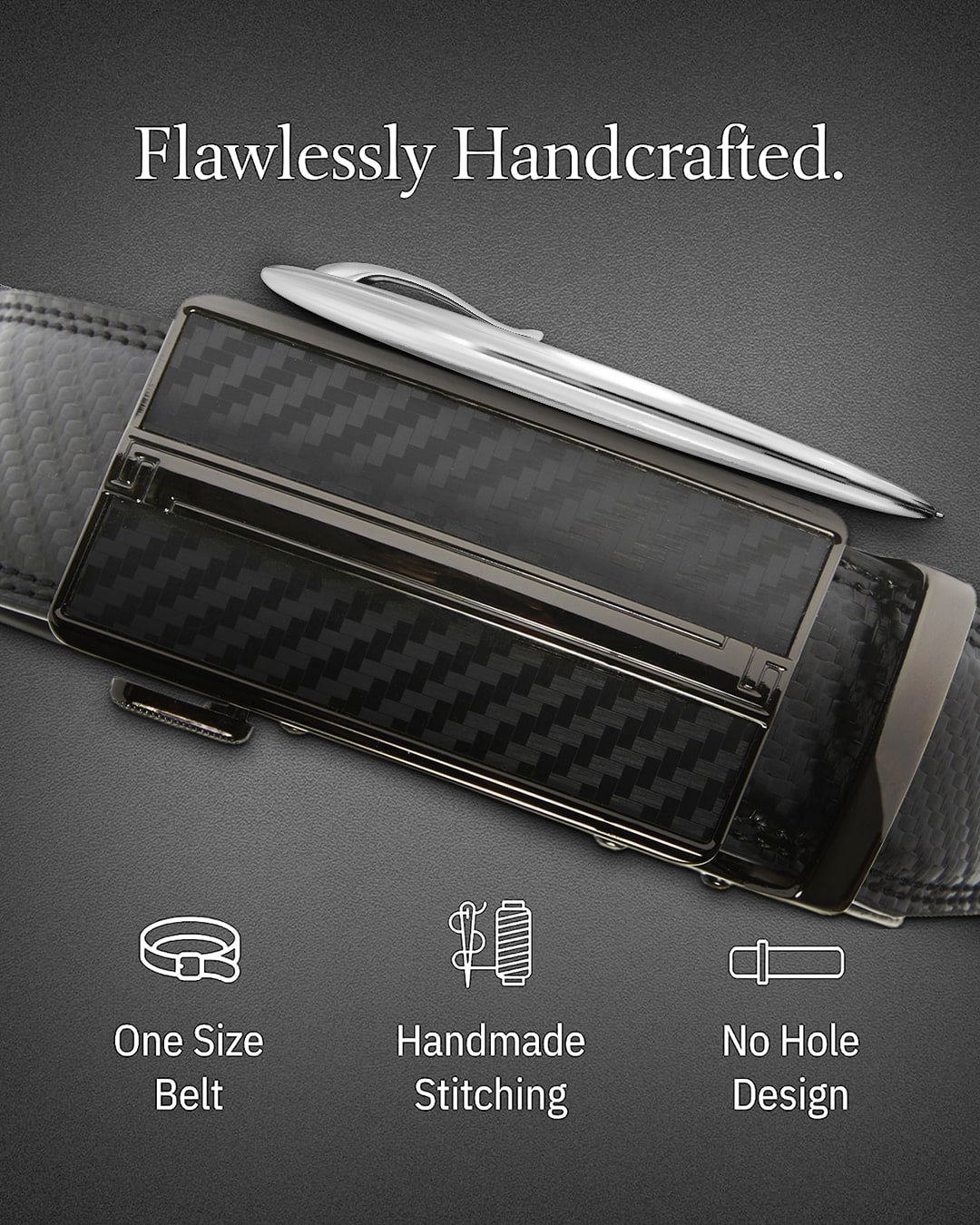 Microfiber Leather Ratchet Belt – No Holes, Custom Fit, 1.3" Strap