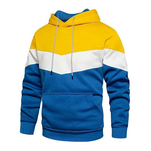 Cool Men's Patchwork Hooded Sweatshirt Hoodies Sport Clothing Casual Loose Fleece Warm Streetwear Modern Male Fashion Autumn Winter Outwear  Long Sleeve Pleated Comfy Round Neck Mens Sweatshirts Workout Sport Casual Hoodie